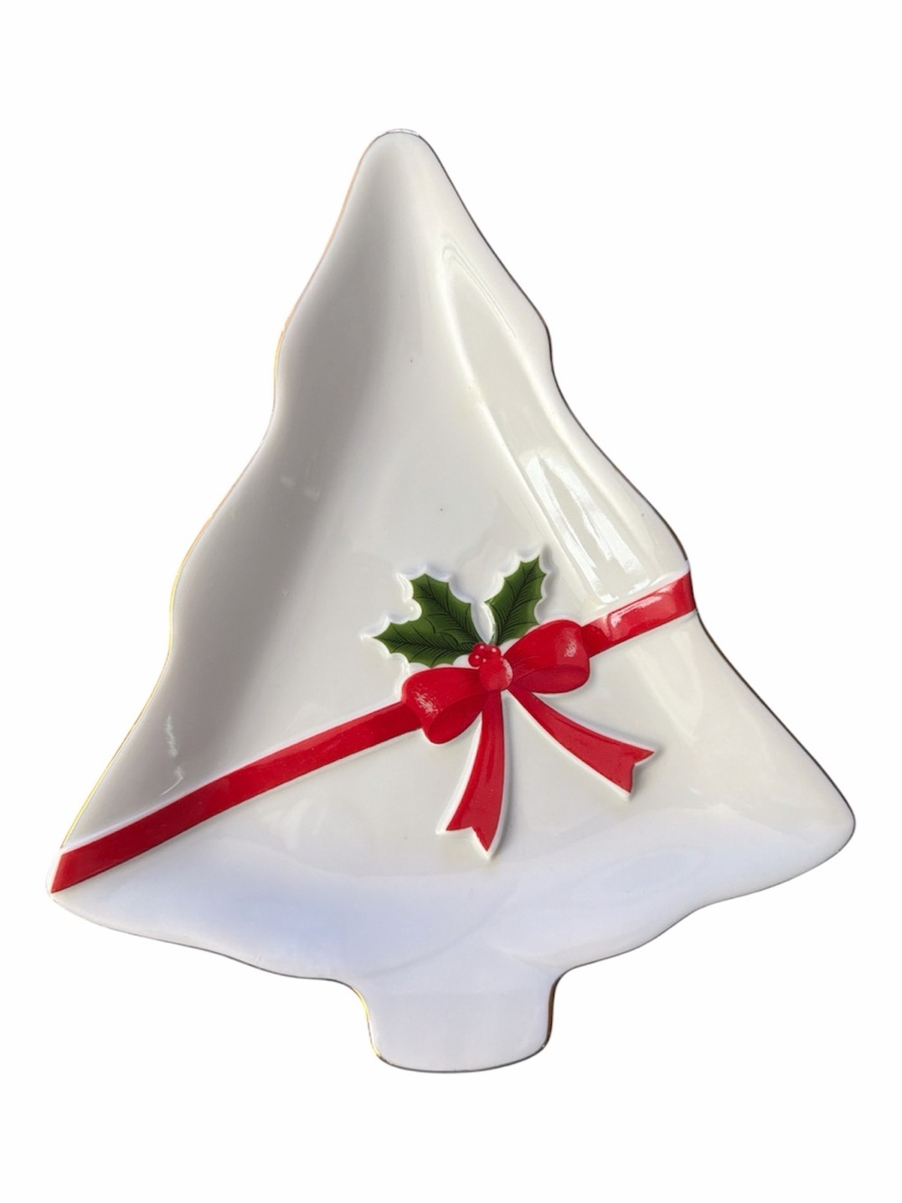 Mount Clemens white pottery Christmas Tree candy dish